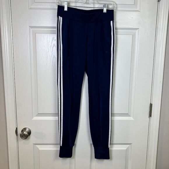 Adidas Neo Track Pants Navy Blue White 3 Stripe Athletic Joggers Size S - Picture 1 of 12